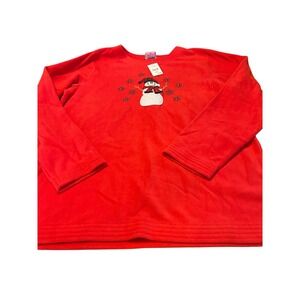 Artisans Apparel Snowman Fleece Sweatshirt Large Red Christmas Holiday